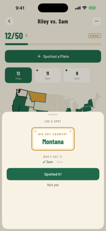 A versus game: Riley leads Sam 12 to 11, with the who's-got-it roster showing Sam has Montana and Alex doesn't.